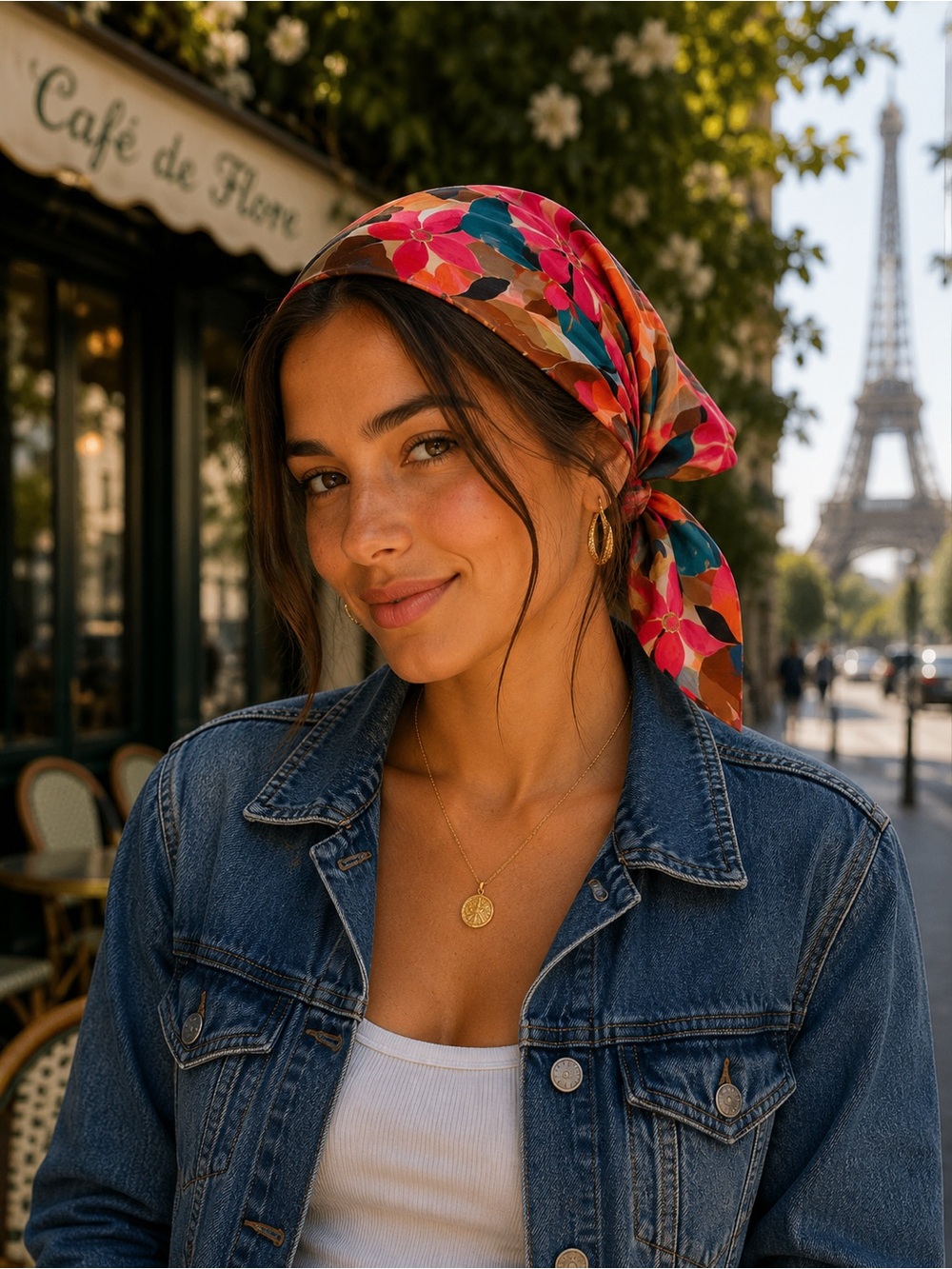 Floral Multicolor Head Scarf - Women Accessories